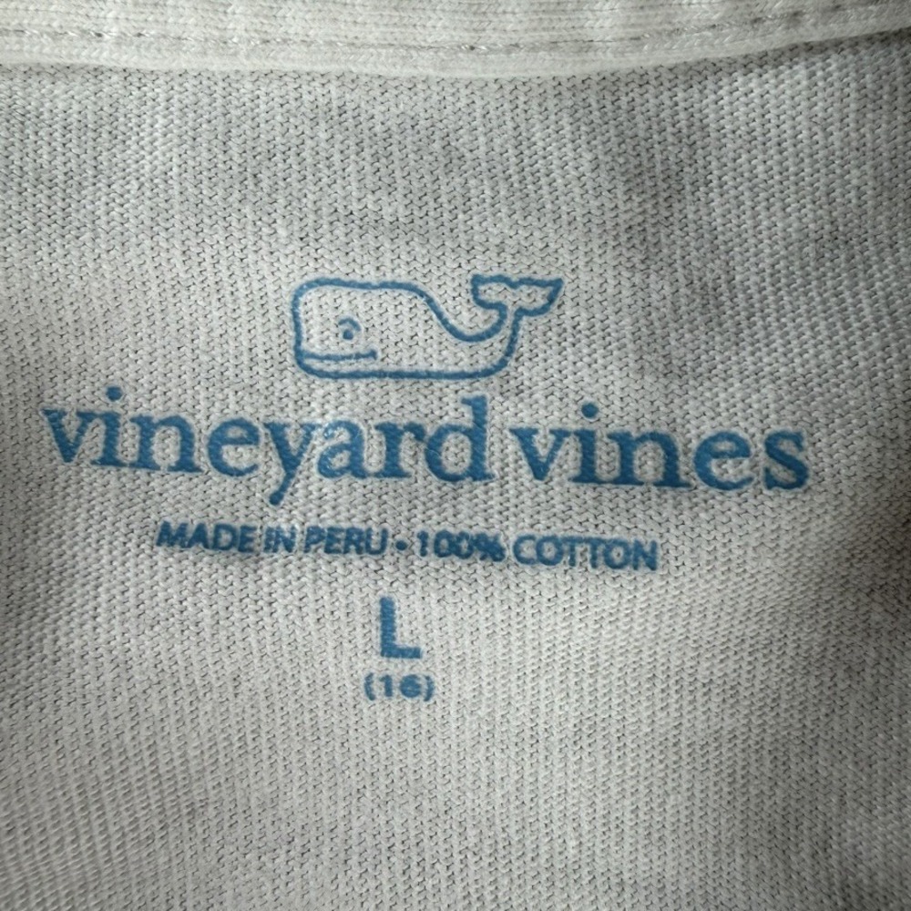 Vineyard Vines‎ Shirt Boys Large 16 Long Sleeve White Florida Whale Pocket Tee - Picture 2 of 6